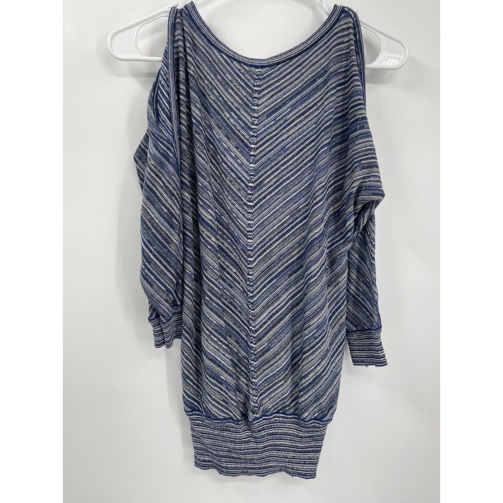 White‎ House Black Market Cold Shoulder Striped V Neck Sweater Top Womens XS - Picture 6 of 8